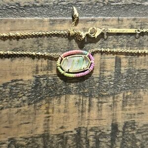 Kendra Scott Gold Necklace with Iridescent and Multicolor Pendant